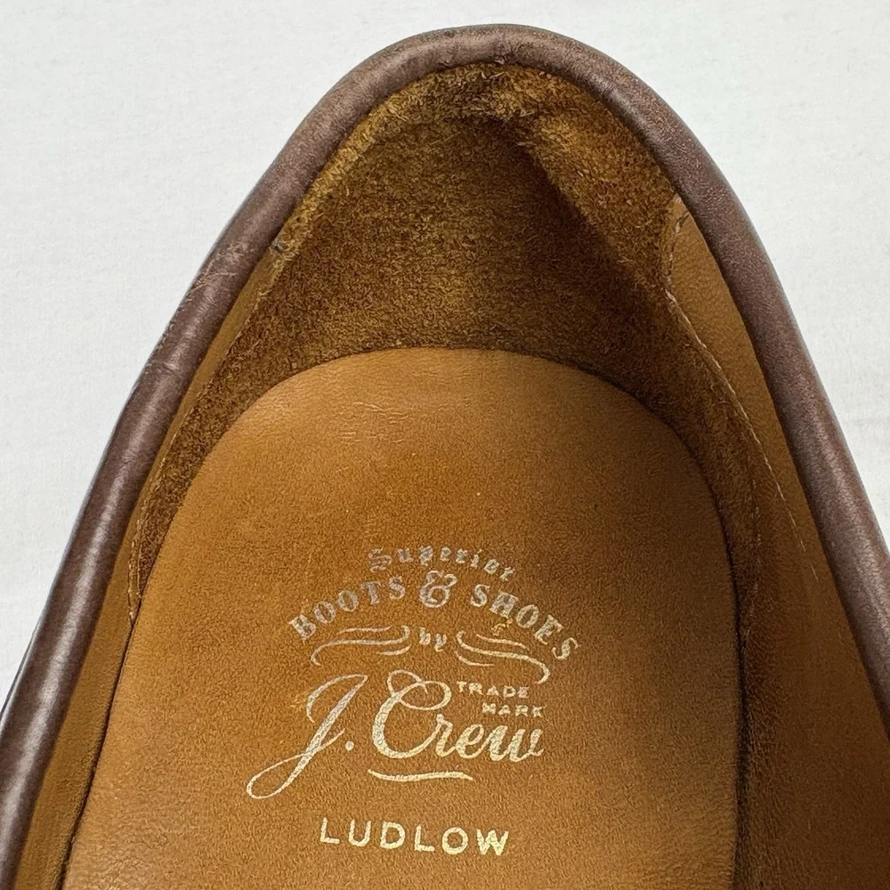 J. Crew Ludlow Penny Loafers 9.5M Brown Italian Leather Vegetable Tanned EUC